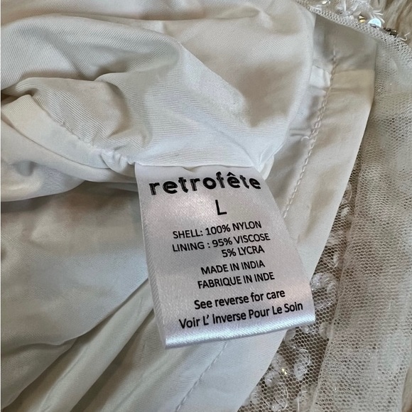 Retrofete Billie Sequin Dress in White Crystal Size Large - Picture 5 of 6